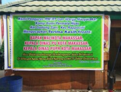Jalannya Dibeton, Warga BPH Makassar Pasang Spanduk Terima Kasih ke Wali Kota dan Dinas PU-Dinas PUPR