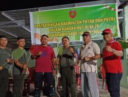 TNI-Rakyat Manunggal di HUT RI Ke-78, Koramil 1408-10/Pnk Sandingkan Personel-BK Tanding Bulutangkis