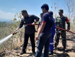 Kebakaran Lahan di Kaloling, Pj Bupati Sinjai Bantu Petugas Damkar Padamkan Api