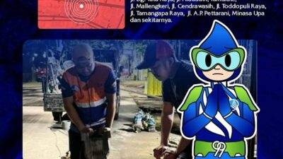 PDAM Makassar Perbaiki Pipa Bocor di Mallengkeri, Ini Sejumlah Wilayah yang Terdampak