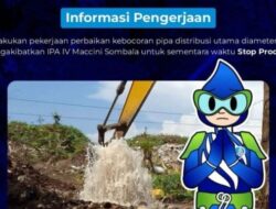 PDAM Makassar Perbaiki Pipa Bocor, Ini Wilayah yang Terdampak