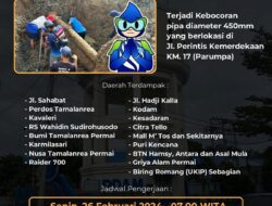 Pipa PDAM Makassar di Parumpa Alami Bocor, Perbaikan Dilakukan Senin, Ini Daerah yang Terdampak