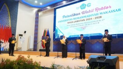 Unismuh Makassar Lantik Empat Wakil Rektor, Siap Menuju Kampus Riset dan Berdaya Saing Global