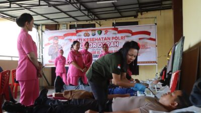 Sambut HUT Bhayangkara ke-79, Polres Torut Gelar Donor Darah