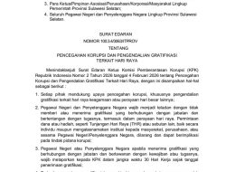 Gubernur Keluarkan Edaran Pencegahan Gratifikasi Terkait Hari Raya bagi ASN, Ini Isinya