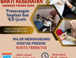 Bakti Kesehatan Polres Gowa Hadirkan Layanan Implan dan KB Gratis untuk Masyarakat