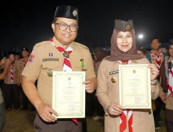 Wabup Gowa dan Ketua TP PKK Terima Lencana di Jambore Nasional, Dinilai Berkontribusi Memajukan Pramuka