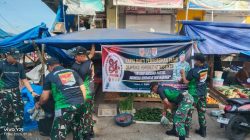 Sambut HUT TNI ke-81, Pangdiv 3 Kostrad Pimpin Ratusan Personel Bersihkan Pasar Minasa Maupa Gowa dan Bagi Makan Gratis