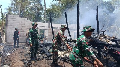 Gerak Cepat! Danyonarmed 21/Kawali Pimpin Langsung Pasukan Padamkan Kebakaran di Bone