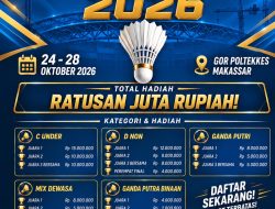 PT TSM-PSMTI Sulsel Gelar Open Badminton Tournament, Berhadiah Ratusan Juta dan Asuransikan Peserta