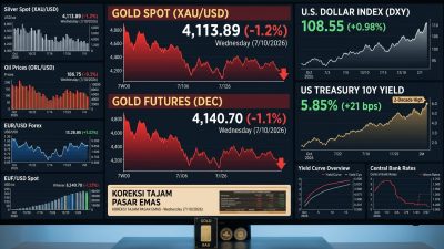 Emas dan Logam Mulia Ambruk Berjamaah, Pasar Waspada Suku Bunga The Fed